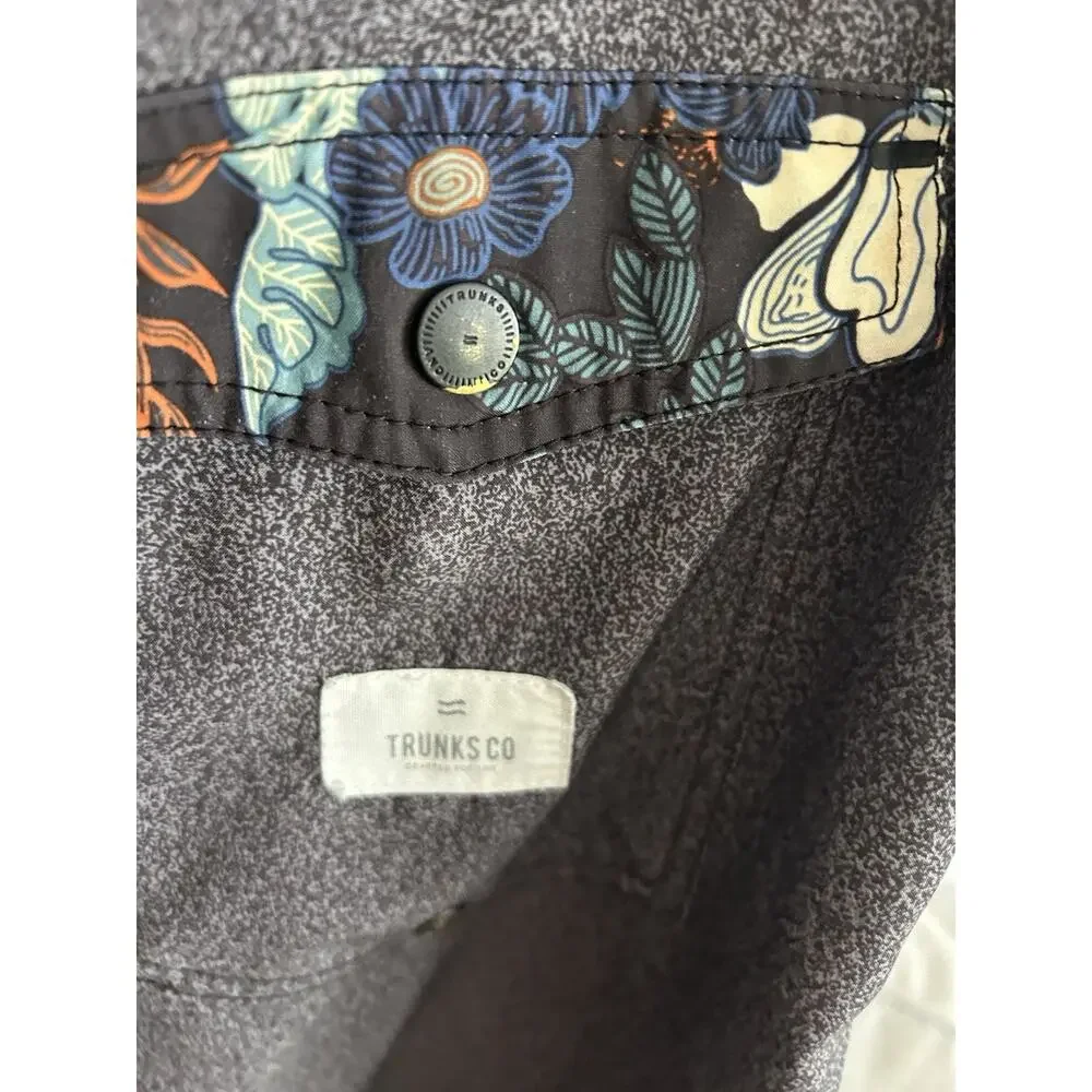 Trunks Co Gray Hawaian Swim Trunks 32 Floral 90s Retro